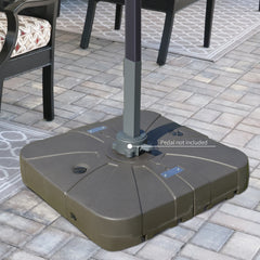 Square Cantilever Patio Umbrella Base with 4 Wheels for Easy Moving, Heavy Duty Umbrella Stand Weight, 330 lb Capacity Sand or 249 lb Capacity Water, Coffee