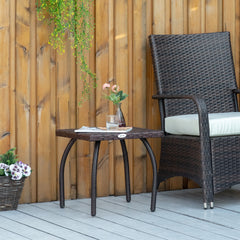 Outdoor PE Wicker Side Table, Small Square Rattan End Table, All-Weather Material Coffee Table for Garden, Balcony, Backyard, Brown