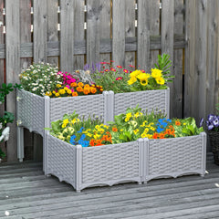 4-Piece Raised Garden Bed with Legs, Self-Watering Planter Box Raised Bed to Grow Flowers, Herbs & Vegetables, Gray