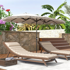 15ft Rectangle Patio Umbrella UPF30+ Extra Large Outdoor Umbrella with Fringe and Crank Handle, Cream White