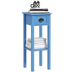 2-Tier Side Table with Drawer and Shelf, End Table for Living Room and Hallway, Light Blue
