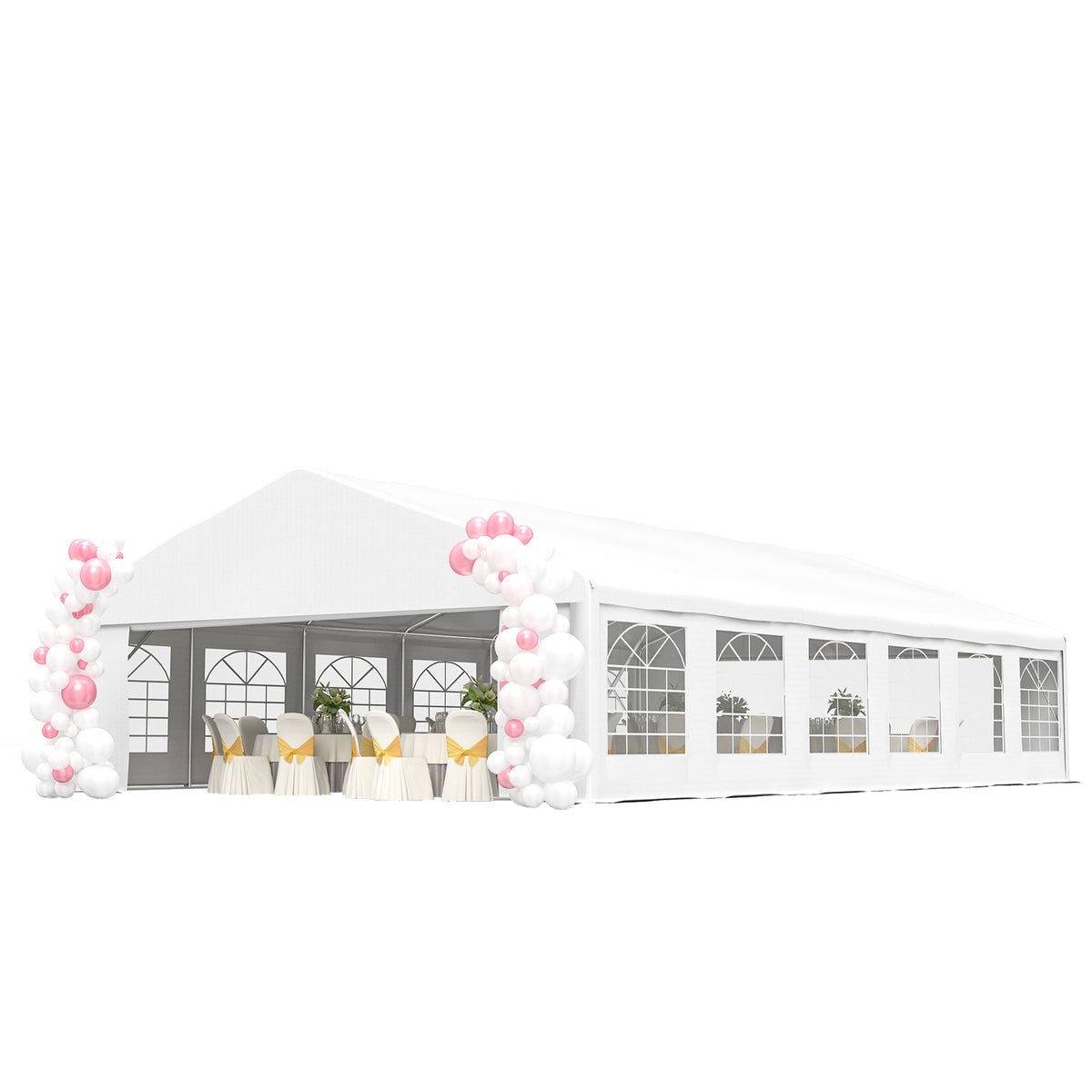 23' x 39' Large Outdoor Carport Canopy Party Tent with Removable Protective Sidewalls & Windows, White
