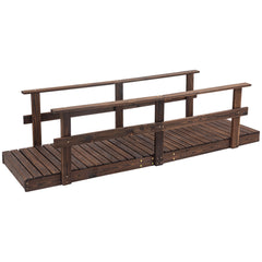 7' Garden Bridge Wooden Footbridge for Backyard Ponds, Creeks, Streams, Strained Finish