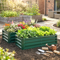 Galvanized Raised Garden Bed, 4' x 2' x 1' Metal Planter Box, for Growing Vegetables, Flowers, Herbs, Succulents, Green