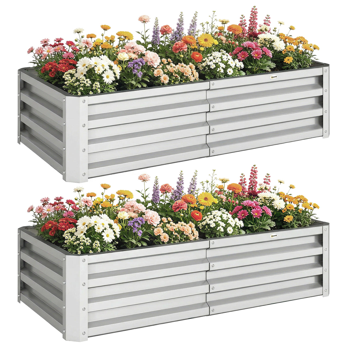 Galvanized Raised Garden Bed, 4' x 2' x 1' Metal Planter Box, for Growing Vegetables, Flowers, Herbs, Succulents, Silver
