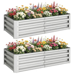Galvanized Raised Garden Bed, 4' x 2' x 1' Metal Planter Box, for Growing Vegetables, Flowers, Herbs, Succulents, Silver