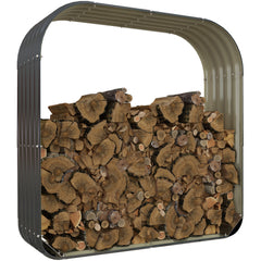 Wood Shed Galvanized Steel Firewood Storage Rack with Rubberized Edge for Safety, 4.7' x 1.4' x 4.7'