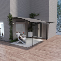 10' x 8' Outdoor Pergola and Patio Gazebo for Garden, Camper, Deck, Doors and Windows, Brown