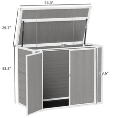 4.7 x 2.5FT Outdoor Horizontal Storage Shed, Lockable Trash Can Storage with Chain Lid, Gray