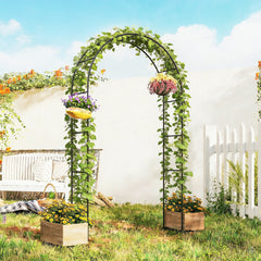 8 ft Steel Garden Arch, Garden Arbor Trellis with Large Base for Climbing Plants, Wedding Arch Stand, Black