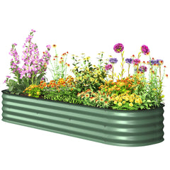 6.4' x 2' x 1' Galvanized Raised Garden Bed Kit, Metal Planter Box with Safety Edging, Green