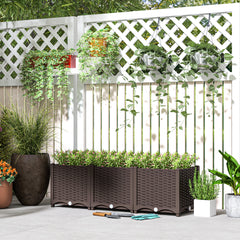 Plastic Raised Garden Bed, 4 x 1 x 1 ft Outdoor Flower Box with Drainage Holes for Vegetables, Herbs, Brown