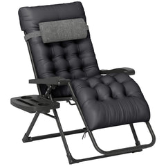Padded Zero Gravity Chair, Folding Recliner Chair with Cup Holder Cushion, Black