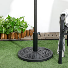 30 lbs. Market Umbrella Base Holder 18" Heavy Duty Round Parasol Stand with Rattan Design for Patio, Black