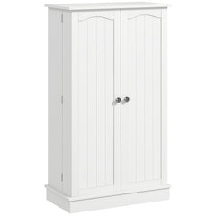 Freestanding Kitchen Pantry Cabinet, Kitchen Cabinet with 12 Door Shelves, Double Doors, 5-tier Shelving, Paper White