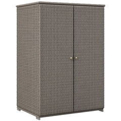 Outdoor Storage Cabinet with Shelves, Rattan Pool Towel Storage Cabinet with Removable Shelf & Drawer, Dark Gray