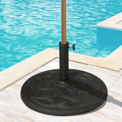 22" 42 lbs Round Resin Umbrella Base Stand Market Parasol Holder with Beautiful Decorative Pattern & Easy Setup, for Φ1.5", Φ1.89" Pole, for Lawn, Deck, Backyard, Garden, Bronze