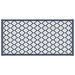 Reversible Outdoor Rug, 9' x 18' Waterproof Plastic Straw Floor Mat, Portable RV Camping Carpet, Large Floor Mat for Backyard, Deck, Picnic, Beach, Blue & White