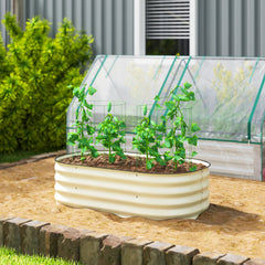 3.4' x 2' x 1' Galvanized Raised Garden Bed Kit, Metal Planter Box with Safety Edging, Cream