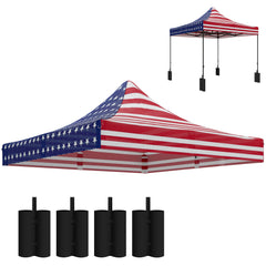 10' x 10' Replacement Canopy Top for Pop Up Canopy Tent with 4 Sand Bags, UPF50+ Protection, American Flag