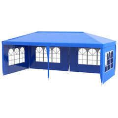 9.6' x 19' Large Party Tent, Outdoor Event Shelter, Gazebo Canopy with 4 Removable Window Sidewalls for Weddings, Picnics, Blue