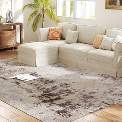 Machine Washable Area Rug 8x10, Non-Slip Modern Abstract Floor Carpet for Living Room, Bedroom, Dining Room, Mixed-Brown