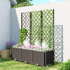3PCS Plastic Planter Box with Trellis, Self-Watering Raised Garden Bed with Trellis and Automatic Watering Timer Kit