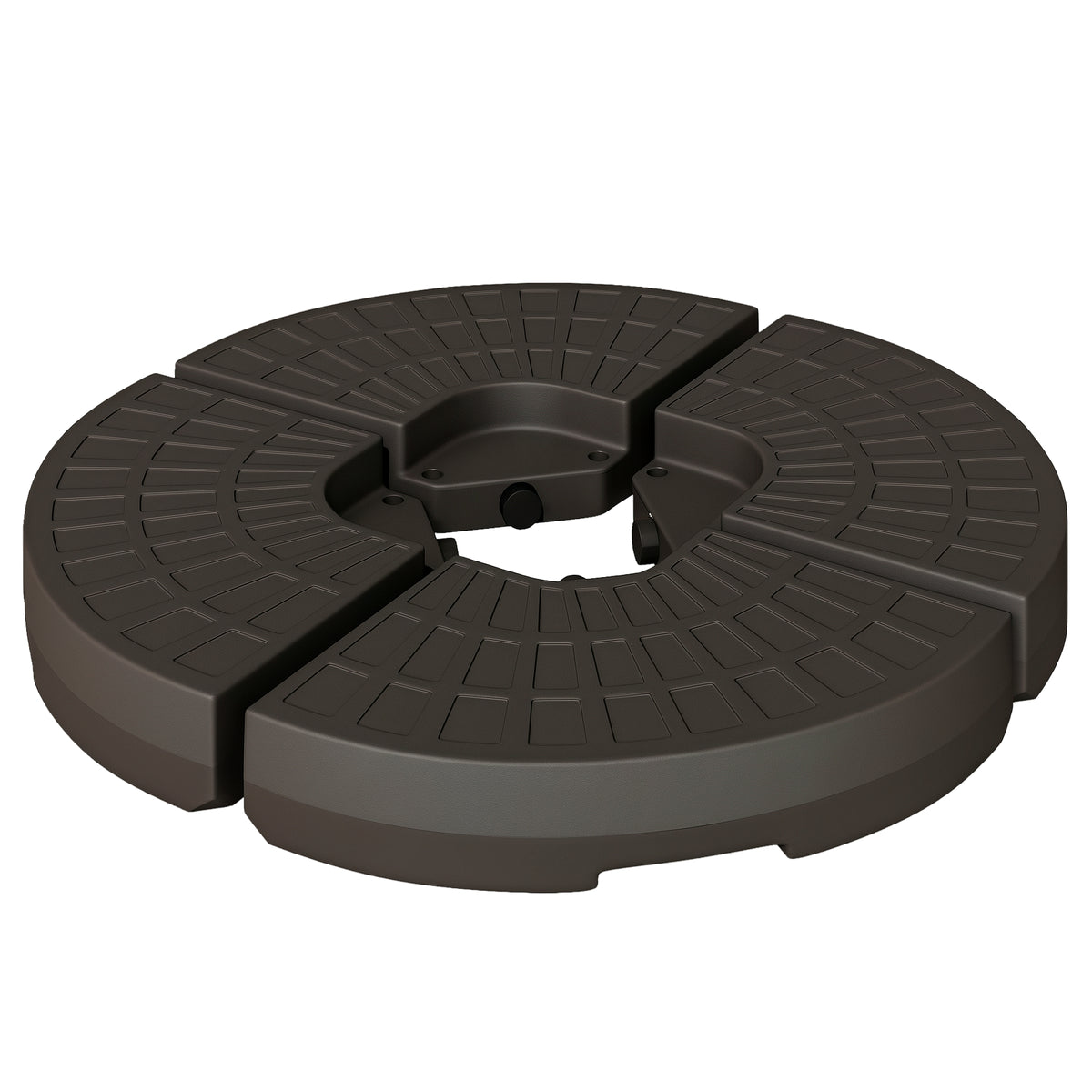 4 Pieces Cantilever Patio Umbrella Base, Fan Shaped Umbrella Weight w/ Built-In Handles & Rugged Material, 148 lbs Water and 220 lbs Water and Sand, Coffee