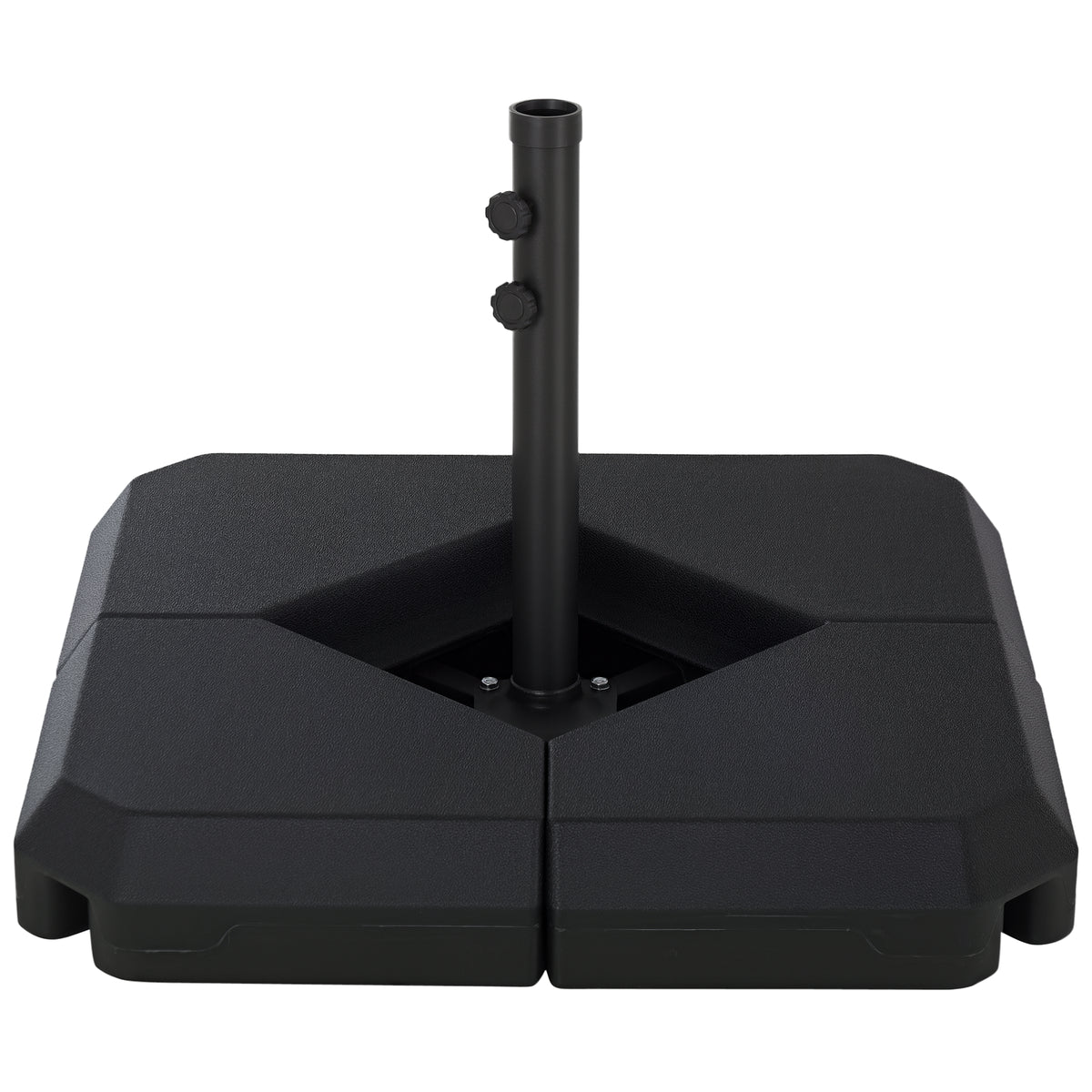 Umbrella Stand Fitting 2" Poles and Steel Base with 4 Fillable Plastic Weights, 4 Gal. Capacity Each - Black