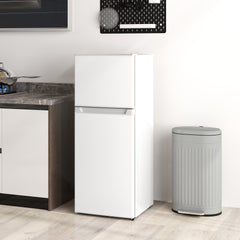Small Fridge with Freezer, 4 Cu Ft Refrigerator with Reversible Doors, White
