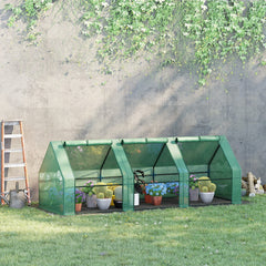 9' x 3' x 3' Mini Greenhouse with Zippered Doors & Roll-up Windows, Portable Plant Hot House with Durable PE Cover, Water Resistant, UV Protected for Outdoor Flowers, Vegetables, Green