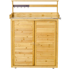 Backyard Garden Tool Storage Shed, Outdoor Storage & Potting Bench with 2 Magnetic Close Doors & Large Interior Storage Space