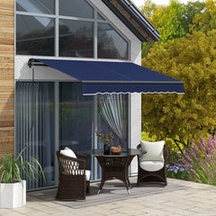 8' x 6.5' Retractable Awning, 280gsm UV Resistant Sunshade Shelter for Deck, Balcony, Yard, Blue