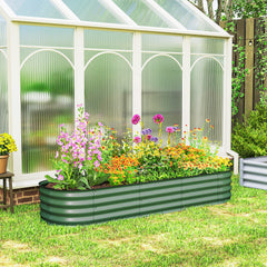6.4' x 2' x 1' Galvanized Raised Garden Bed Kit, Metal Planter Box with Safety Edging, Green