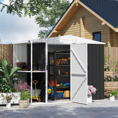8 x 4ft Outdoor Garden Shed, Metal Shed with Air Vents and Lock for Backyard, Garden, Patio, Dark Gray