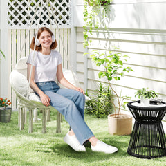 Hammock Swing Chair, Macrame Hanging Chair with Large Cushion, Chain, Steel Frame for Indoor Outdoor Use, Cream White