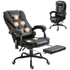 7-Point Vibrating Massage Office Chair High Back Massaging Office Desk Chair with Lumbar Support, Footrest, Black