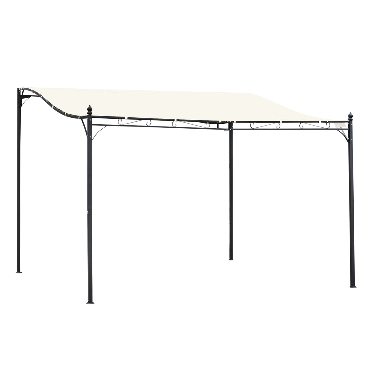10' x 13' Outdoor Pergola Gazebo, Steel Patio Canopy with Weather-Resistant Fabric and Drainage Holes, Cream White