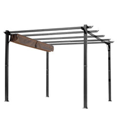 10' x 13' Outdoor Pergola Gazebo Backyard Canopy Cover Adjustable Sunshade, Gray