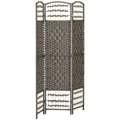 3 Panel Folding Room Divider Portable Privacy Screen Wave Fiber Room Partition for Home Office Dark Gray