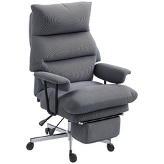 Executive Office Chair with Lumbar Support, Footrest, High Back Reclining Overstuffed Desk Chair with, Gray