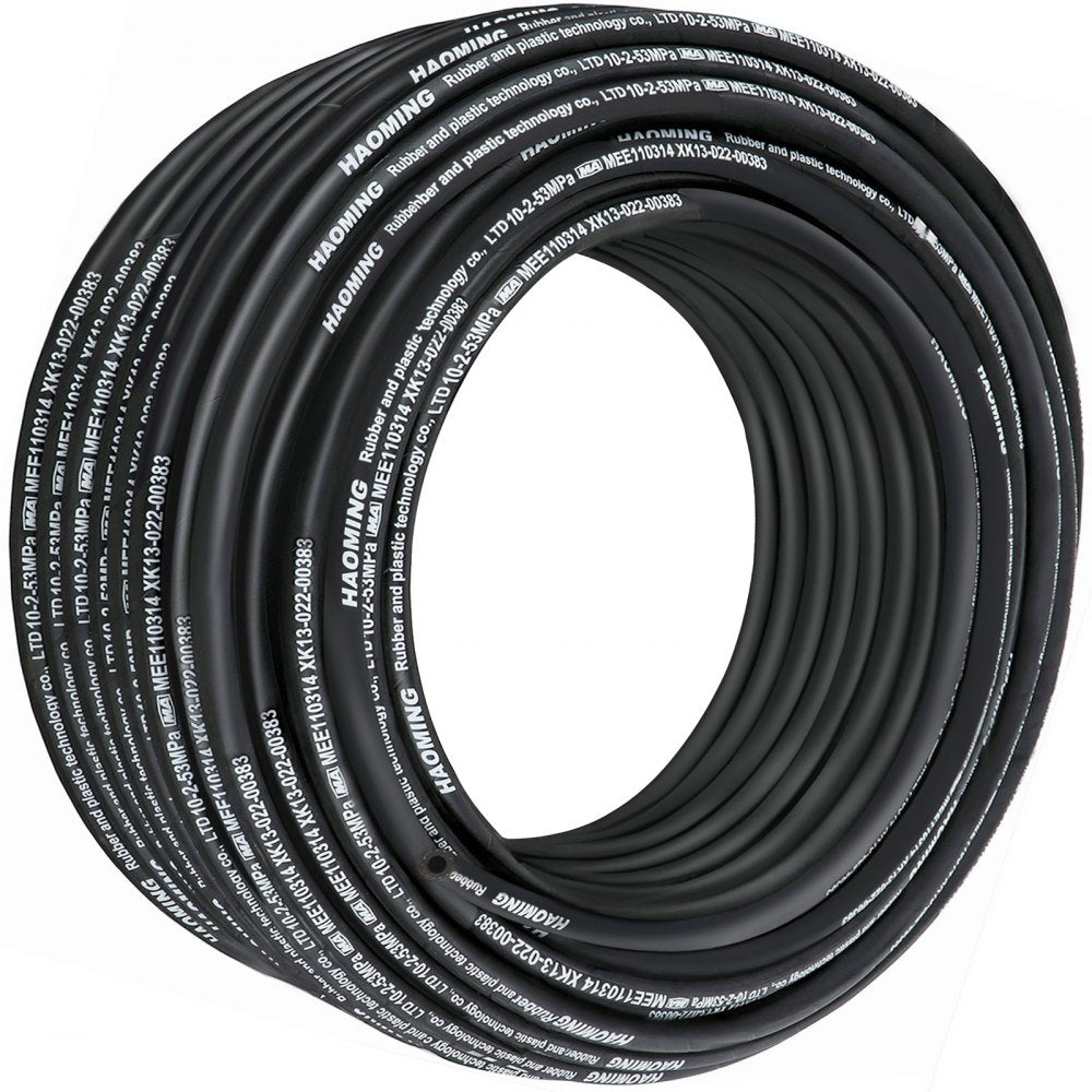 Bostome 3/8" hydraulic hose, 328ft long, with rubber steel wire braid for high-pressure use.