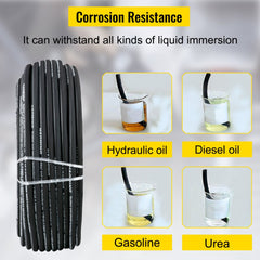Bostome 3/8" hydraulic hose, 328ft long, with rubber steel wire braid for high-pressure use.