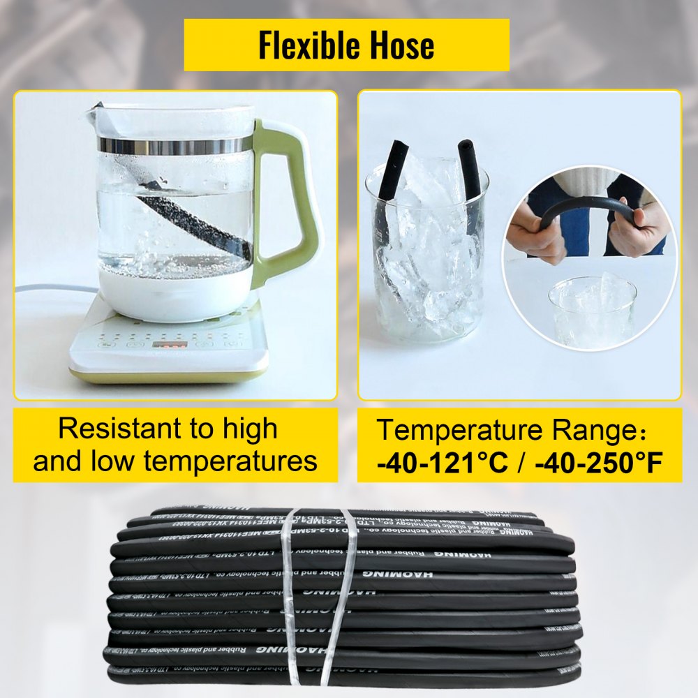 Bostome 3/8" hydraulic hose, 328ft long, with rubber steel wire braid and 5000 PSI rating.