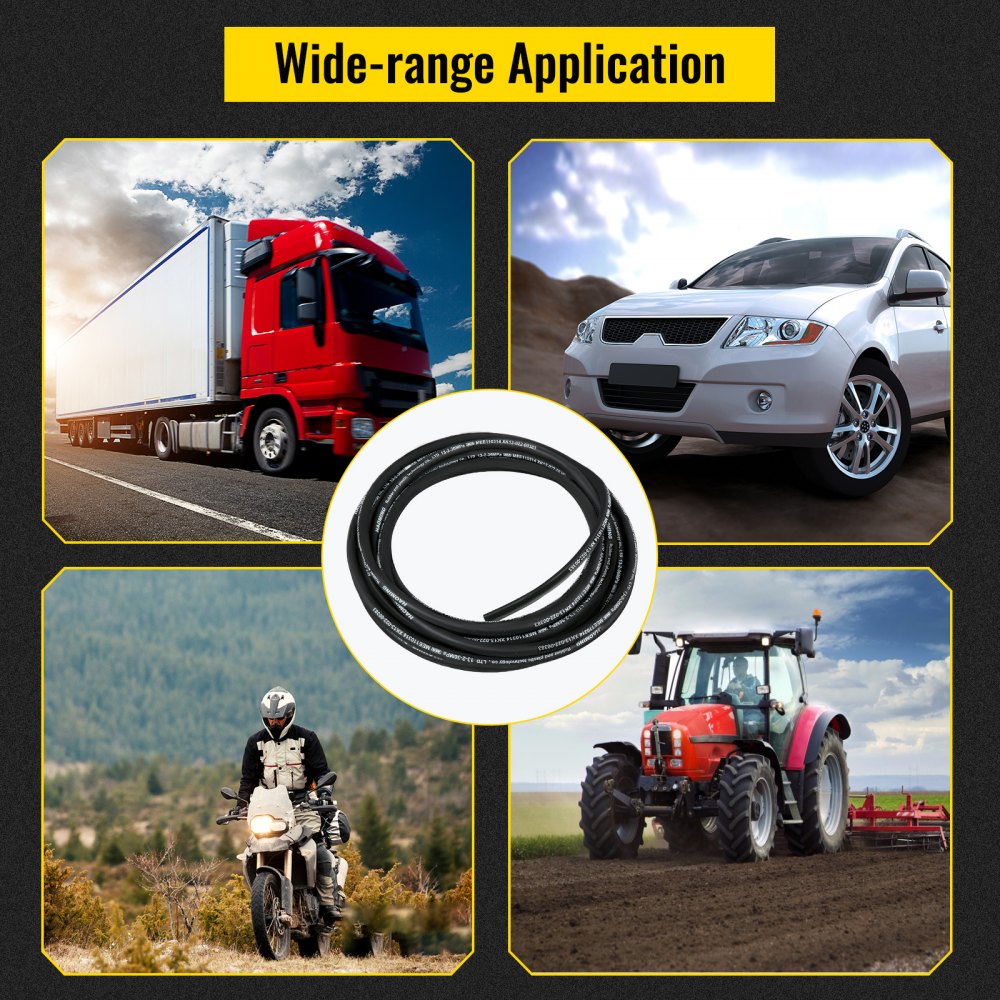 Hydraulic Hose 50 Feet Rubber Hydraulic Hoses with 2 High-Tensile Steel Wire Braid, Inner Diameter 1/2 Inch, 5000 PSI Max, Bulk Hydraulic Hose -40 °F to 250 °F, Hydraulic Oil Flexible Hose