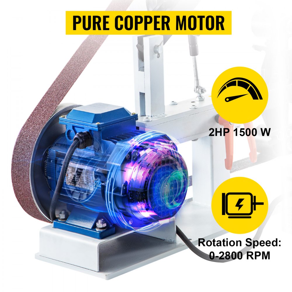 1500W 2HP Belt Sander Grinder, 2" x 82" Variable Speed Belt Grinder for Metalworking, 3 in 1 Belt Sander Polisher with 3 Grinding Moulds & Flat Platen Tool Rest for Knife Making