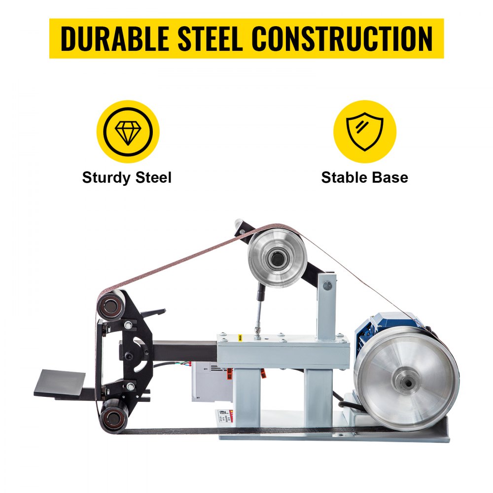 1500W 2HP Belt Sander Grinder, 2" x 82" Variable Speed Belt Grinder for Metalworking, 3 in 1 Belt Sander Polisher with 3 Grinding Moulds & Flat Platen Tool Rest for Knife Making