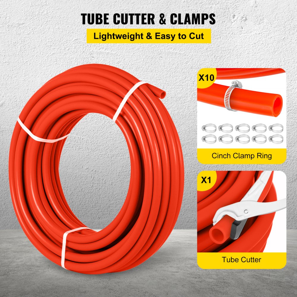 1000Ft PEX Tubing Pipe 1/2" PEX Tubing Oxygen Barrier Radiant Floor PEX Pipe Radiant Heat Floor Heating Plumbing Cold and Hot Water Tubing