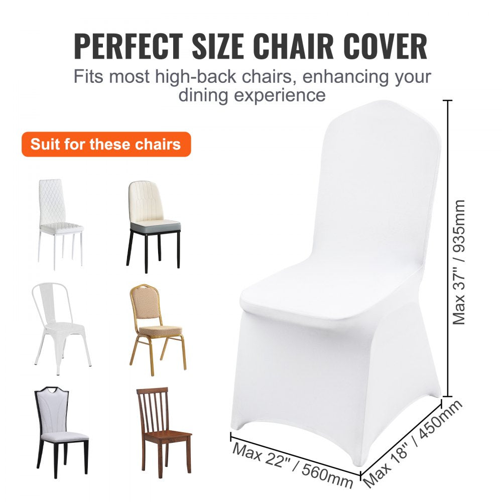 Stretch Spandex Folding Chair Covers, Universal Fitted Chair Cover, Removable Washable Protective Slipcovers, for Wedding, Holiday, Banquet, Party, Celebration, Dining (100PCS White)