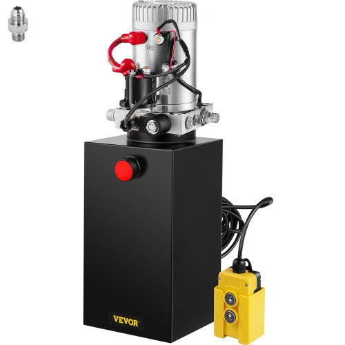 Bostome 12V DC hydraulic pump with a 10-quart reservoir and remote control for efficient lifting.